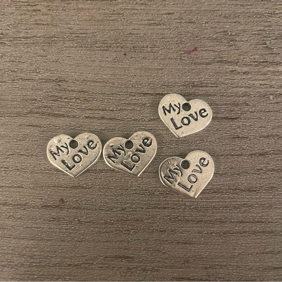 Set of 4 Antique Silver My Love Charms - Picture 1 of 3